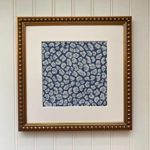 Blue Chenille Animal Print: Gold Beaded Frame