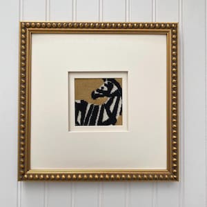 Gold Zebra Velvet Textile Art: Beaded Gallery Wall Hanging