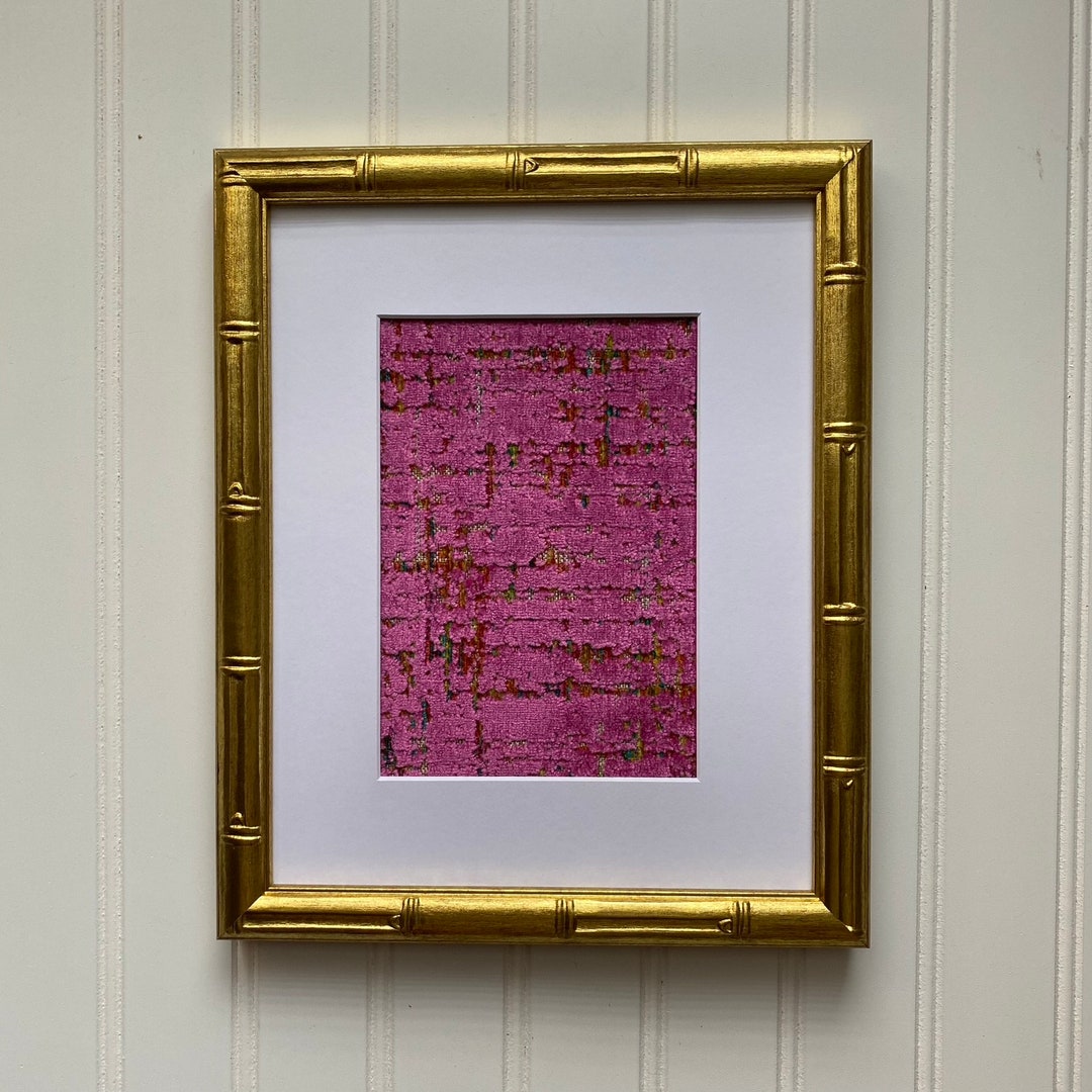 8x10 Pink Velvet Wall Art, Textile Wall Hanging, Fabric Wall Art, Gold