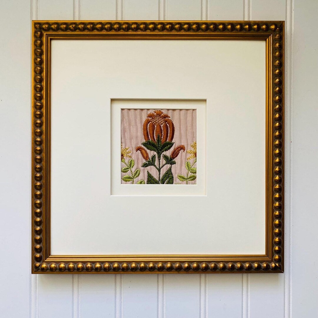 View of Textile Wall Art Embroidered Floral Fabric Art Beaded Frame Art Gallery ...