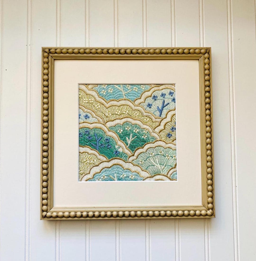 Textile Wall Art Embroidered Fabric Wall Art Oatmeal Beaded Frame ... - Textured Embroidered Wall Art Fabrics