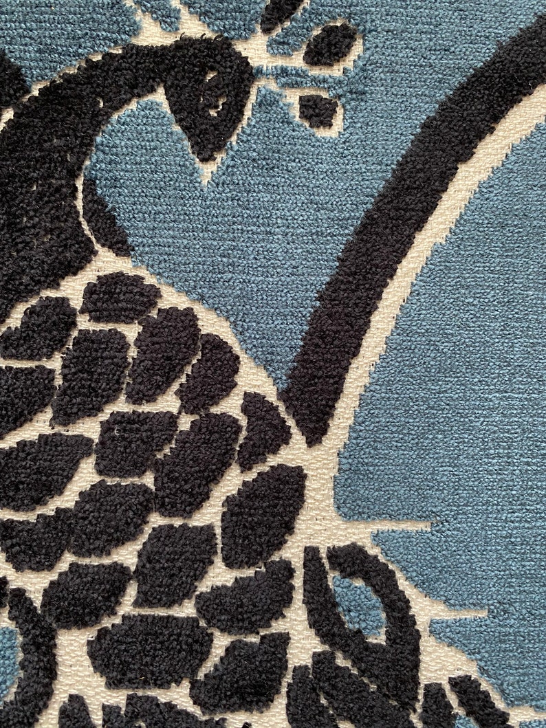 Velvet Peacock Fabric Wall Art, Blue Velvet Wall Art, Textile Wall