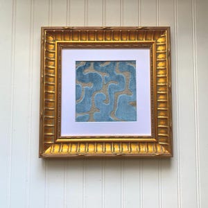 Teal Velvet Textile Wall Art: Ornate Gold Frame, Gallery Wall Decor