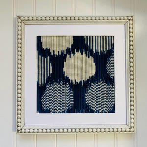 Blue Velvet Fabric Wall Art: Beaded Frame, Gallery Wall Decor