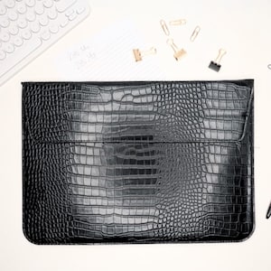 Luxurious black textured Laptop Case | Back to Work | Back to School | Gift