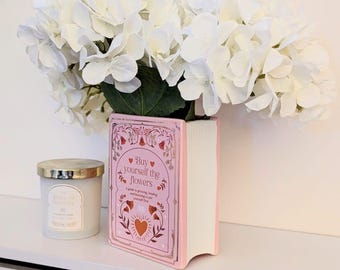 Pink Book Vase | Ceramic Flower Vase, Literary Decor