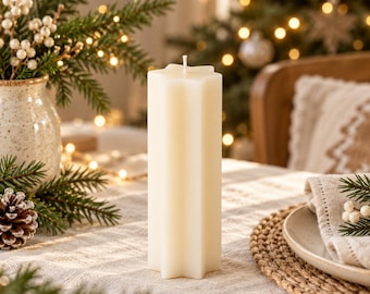 Crèmekleurige stervormige kaars | Kerstkaars | Hemelse kaars | Feestelijke tafeldecoratie