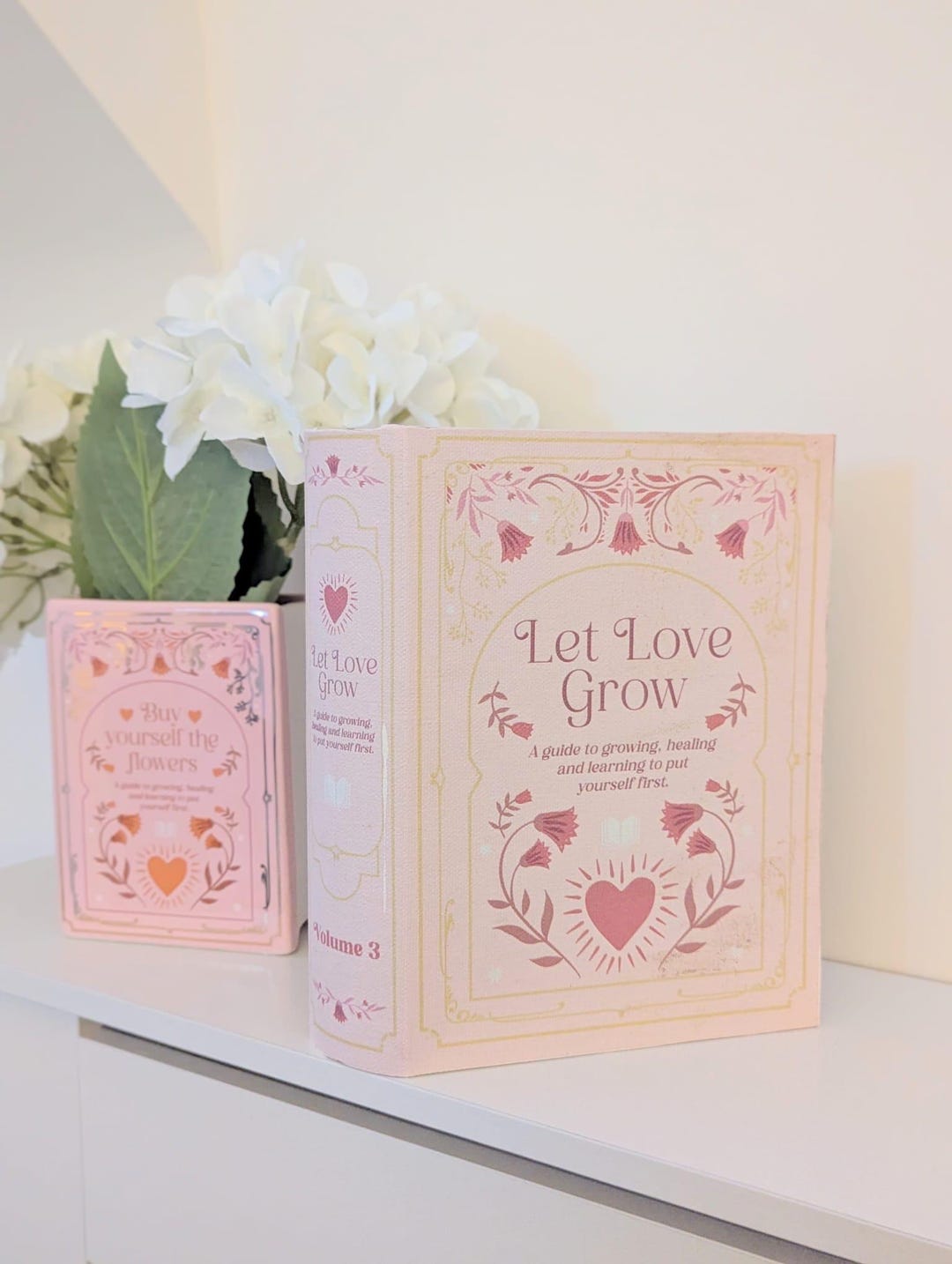 Pink Book Shaped Storage Box – Gold Accent Hidden Organizer - Etsy