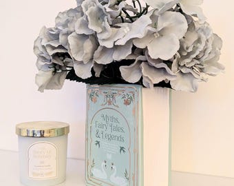 Green Book Vase | Ceramic Book-Shaped Vase | Literary Home Decor | Book Lover Gift | 600ml Flower Vase