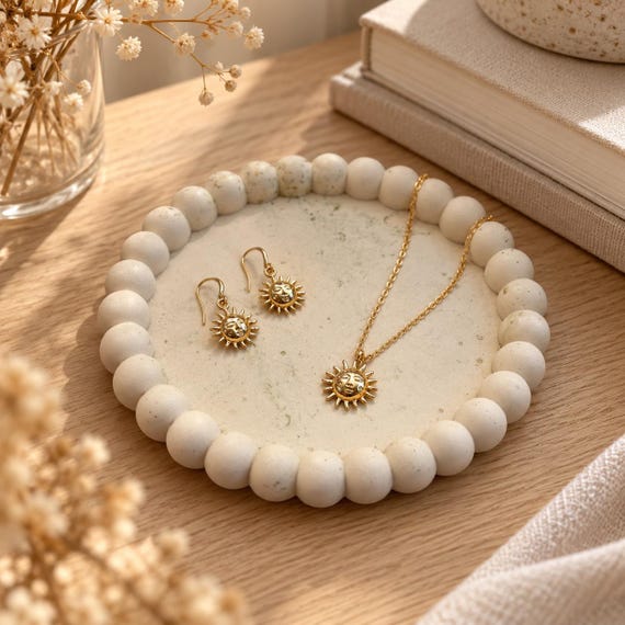 Small Bubble Jewellery Dish | Handmade Trinket Tray | Antique Gold Marbled Ring Dish