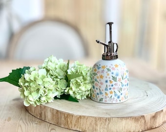 Spring Floral Ceramic Plant Mister | 400ml Water Spray Bottle | Indoor Gardening Gift | Pastel Flower Home Décor