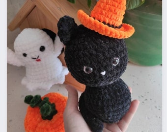 Christmas Gift, Halloween Boo Ghost, Black Cat, Pumpkin Fun Gift Bundle , Crochet Halloween Decoration Gift Box, Halloween Gnomes