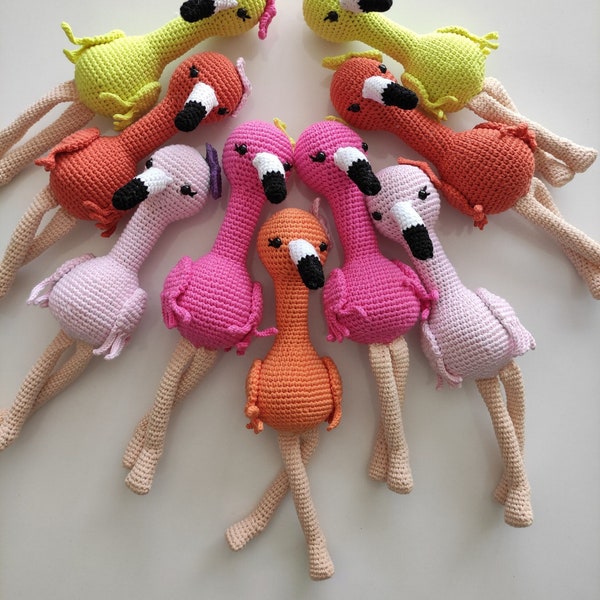 Crochet Flamingo doll, Amigurumi Stuffed Flamingo Toy, Handmade Baby Gift, Flamingo Baby Shower Gift, New Mother Gift,