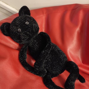 Halloween Black Cat, Crochet Ghost Cat, Christmas Gift For Cat Lovers, Nigel the Black Cat, Gothic Stuffed Horror Cat, Gift For Him