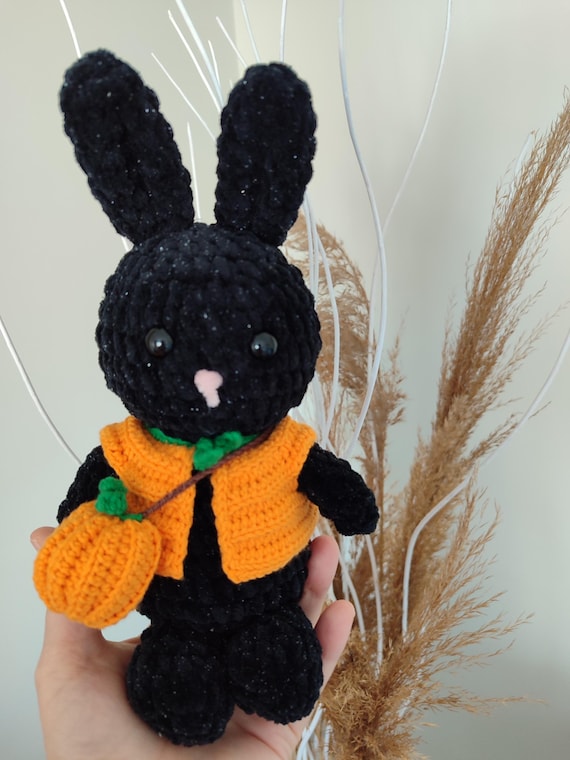 Large Crochet Black Bunny, Goth Stuffed Animal, Handmade Plush - Etsy
