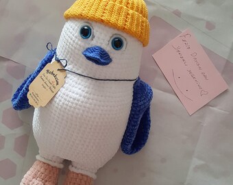 Häkeln Pinguin flauschige Stofftier, Amigurumi Plüsch Tier, Fleece Pinguin, Geburtstagsgeschenk für Jungen, Geschenk für Mädchen, Geschenk für neue Mutter