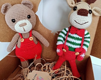 Crochet Reindeer Doll – Christmas Amigurumi Toy, Holiday Gift for Kids, Handmade Reindeer Decoration, Xmas Plush Animal