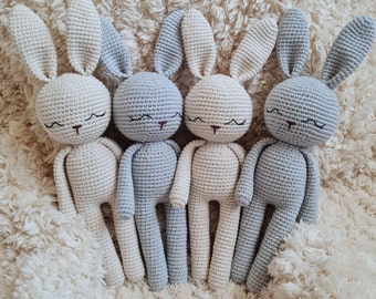 Crochet Lovey Sleepy Bunny, Cute Rabbit, Head Soft Stuffed Bunny Doll, Baby's First Toy, Amigurumi Sleeping Buddy Blanket, Gift New Mother