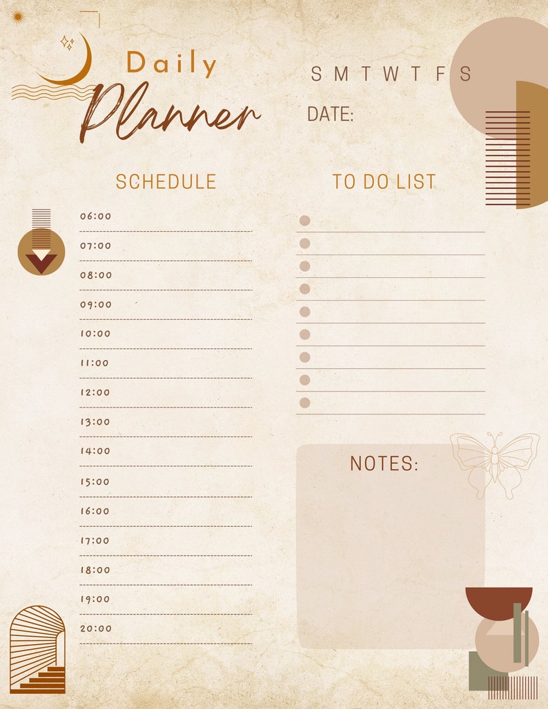 Rustic Daily Planner Printable - Etsy