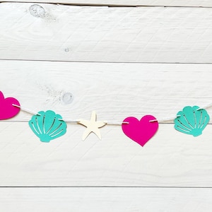 Beach Bridal Shower Decorations, Sea Shell Garland, Tropical Garland, Under The Sea Birthday Party Banner, Beach Wedding Decor