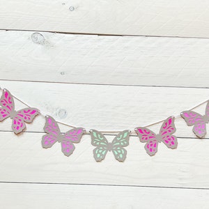 Butterfly Garland, Butterfly Birthday Decorations, Butterfly Nursery Decor, Butterfly Birthday Banner, Butterfly Kisses And Baby Wishes