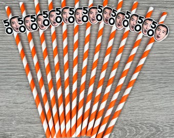 Custom Face Birthday Straws, Personalized Photo Straws, Custom Birthday Decorations Any Age