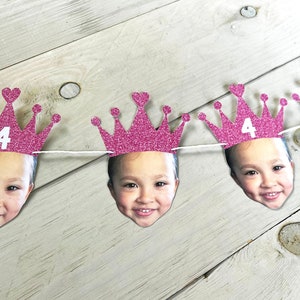 Custom Birthday Banner, Custom Face Photo Banner, Face Banner, Personalized Photo Banner, Face Decorations, Princess Birthday Banner