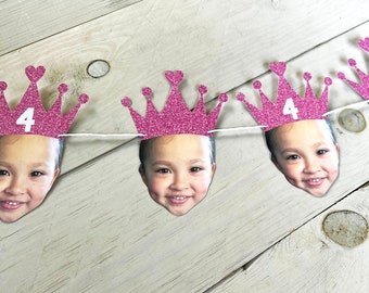 Custom Birthday Banner, Custom Face Photo Banner, Face Banner, Personalized Photo Banner, Face Decorations, Princess Birthday Banner