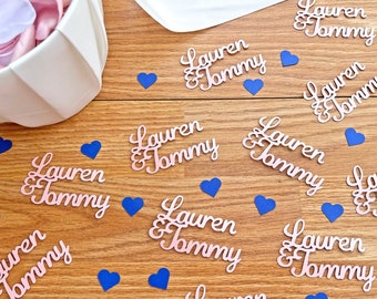 Custom Name Confetti, Wedding Decor, Personalized Confetti, Bridal Shower Confetti, Wedding Table Scatter, Set Includes 15 names 50 hearts