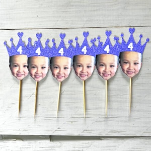 Custom Face Cupcake Toppers, Custom Birthday Party Cupcake Toppers, Personalized Face Toppers, Photo Cupcake Toppers, Face Party Decorations