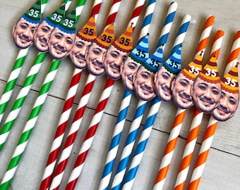 Custom Face Straws, Face Party Straws, Birthday Head Straws, Bachelorette Straws, 50th Birthday Straws, Personalized Face Party Decorations