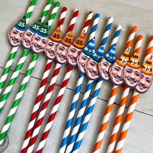 Custom Face Straws, Face Party Straws, Birthday Straws, Bachelorette Straws, 50th Birthday Straws, Personalized Face Party Decorations image 1