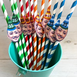 Custom Face Straws, Face Party Straws, Birthday Straws, Bachelorette Straws, 50th Birthday Straws, Personalized Face Party Decorations image 2