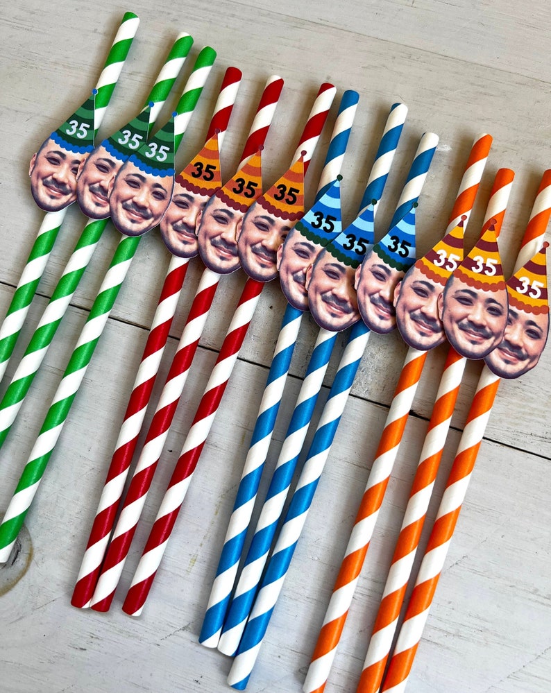 Custom Face Straws, Face Party Straws, Birthday Straws, Bachelorette Straws, 50th Birthday Straws, Personalized Face Party Decorations image 1