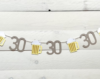Cheers And Beers To Thirty Years Banner, Beer Party Decorations, 30th Birthday Decor, Custom Beer Banner, Brewery Decor, Mens Birthday