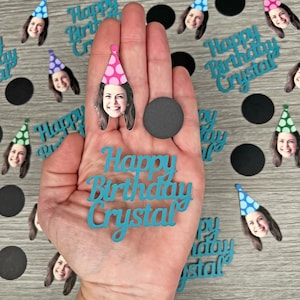 Custom Face Birthday Confetti, Personalized Photo Party Decor, Happy Bday Table Scatter
