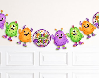 Monster Party Banner, Party Like A Monster Kids Birthday Party Decor