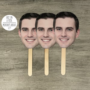 Groom Face On A Stick, Groom Face Fan, Custom Head On A Stick, Big Head Cutout, Face Party Favors, Groom Face Bachelorette Party Decor