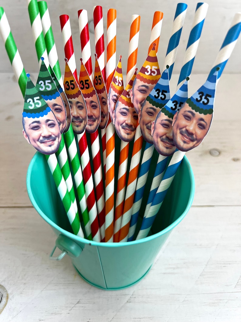 Custom Face Straws, Face Party Straws, Birthday Straws, Bachelorette Straws, 50th Birthday Straws, Personalized Face Party Decorations image 2