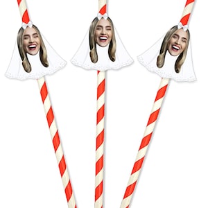 Bride Face Straws, Bachelorette Face Straws, Personalized Bride Straws, Bride To Be Bachelorette Favor, Fun Bride Straws, Bride Wearing Veil