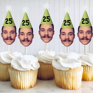 Custom Face Cupcake Toppers, Custom Photo Cupcake Toppers, Face On A Stick, Face Party Decor, Fun Birthday Face Cupcake Toppers Any Age