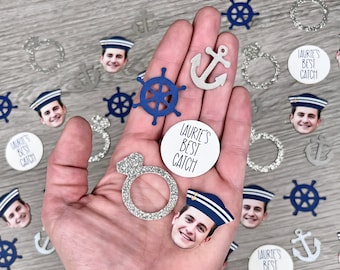 Personalized Groom Face Confetti, Last Sail Before The Veil, Nautical Bachelorette Confetti, Nauti Bachelorette Decor, Custom Face Confetti