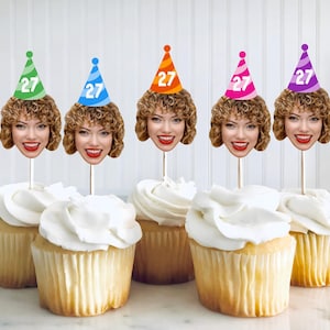 Custom Face Cupcake Toppers, Face Cupcake Toppers, Custom Birthday Face Photo Decorations, Photo Birthday Toppers, Birthday Toppers Any Age