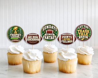 Fantasy Football Cupcake Toppers, Football Cupcake Picks, Draft Day Decor