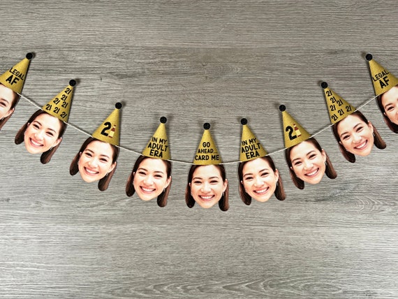 Custom 21st Birthday Banner, Custom Face Banner, 21st Party Decorations, Finally 21 Banner, Face Decorations, Cheers To 21 Banner, TwentyOne