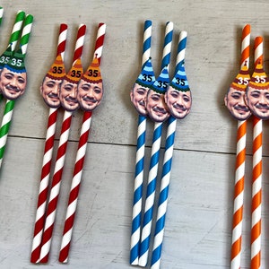 Custom Face Straws, Face Party Straws, Birthday Straws, Bachelorette Straws, 50th Birthday Straws, Personalized Face Party Decorations image 6