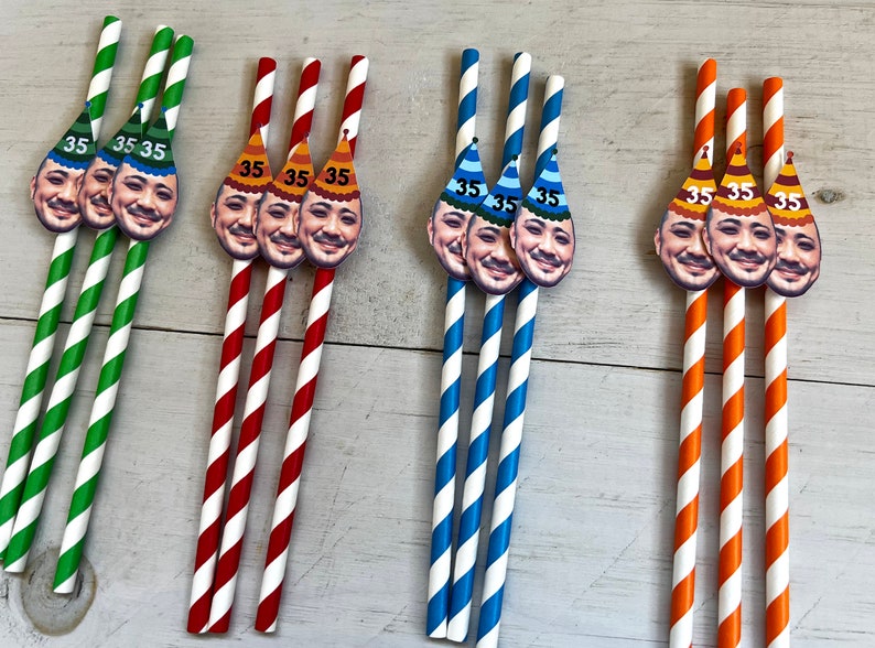 Custom Face Straws, Face Party Straws, Birthday Straws, Bachelorette Straws, 50th Birthday Straws, Personalized Face Party Decorations image 6