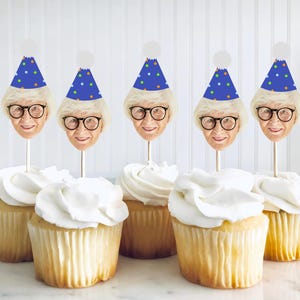 Custom Face Cupcake Toppers, First Birthday, 21st, 50th, Bachelorette Cupcakes, Custom Birthday Cupcake Toppers, Custom Face Party Decor