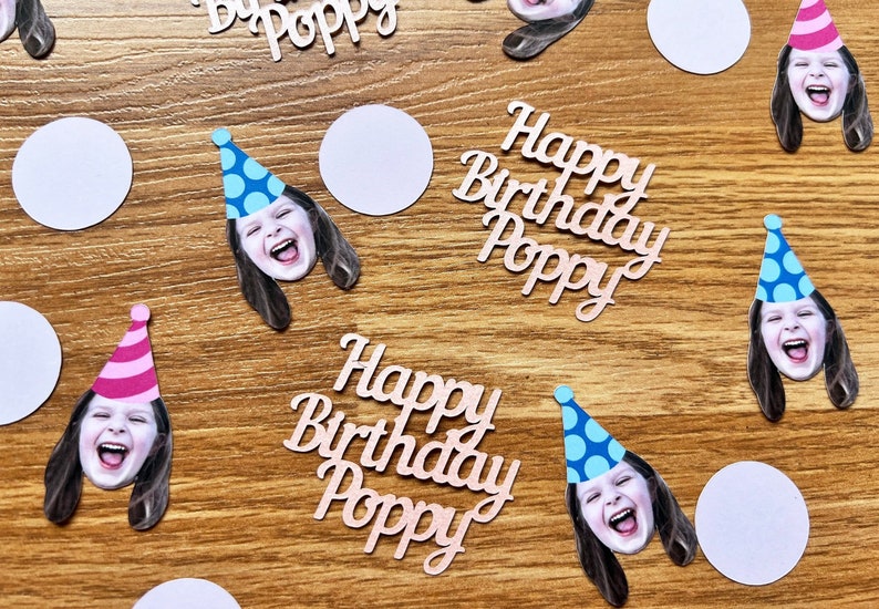 Custom Face Birthday Confetti, Custom Birthday Confetti, Face Party Confetti, Personalized Photo Confetti, Happy Birthday Confetti image 1
