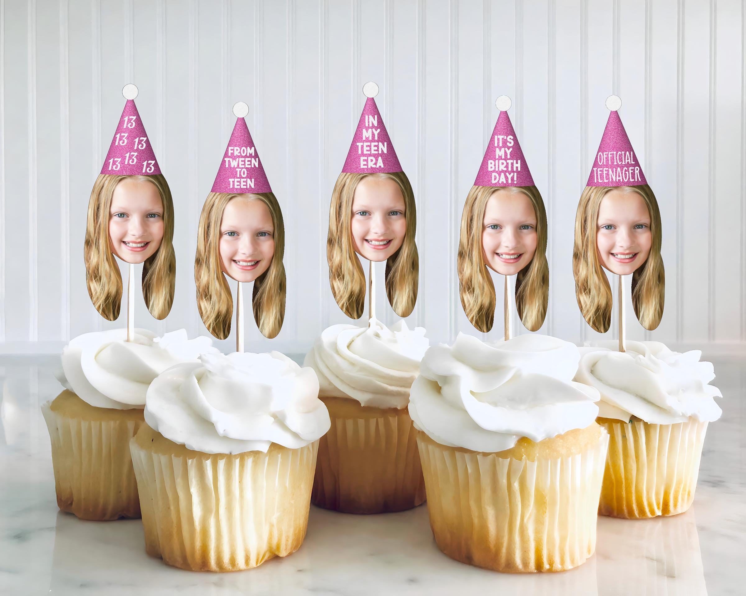 25 Pack 13th Birthday Cupcake Toppers - Teenager Party Cake Decorations Supplies